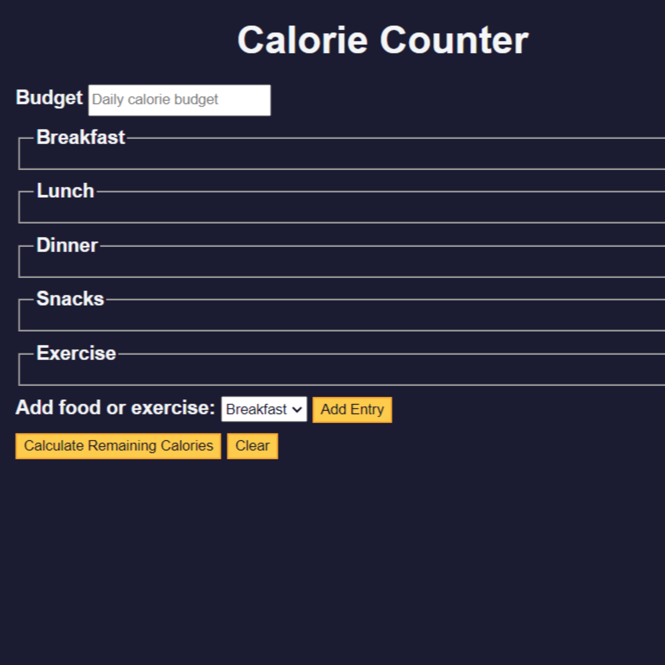 Calorie Counter Screenshot